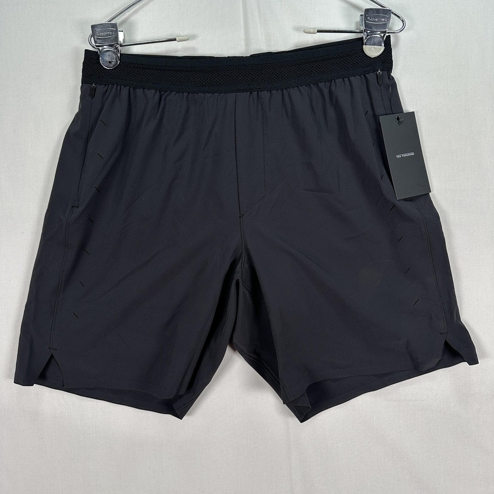 Ten Thousand Session Short Mens Small‎ Black 7" Lined Running Training Gym NWT
